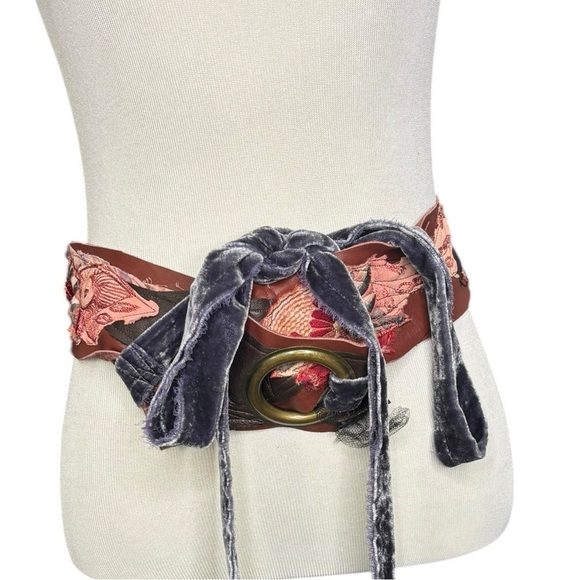 Boho Shabby Chic Leather Art To Wear Patchwork Handmade Belt - Picture 5 of 12